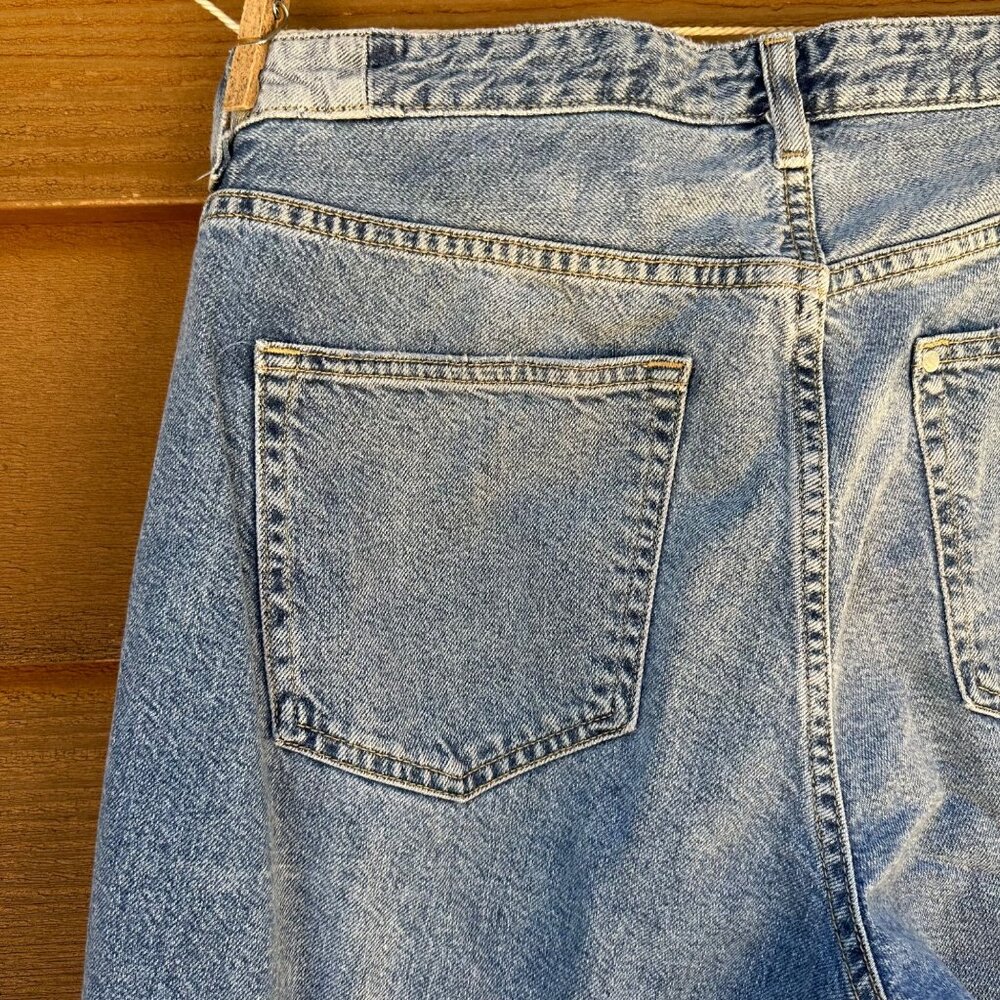 & Denim Boyfriend Fit Destroyed Taille Basse Light Blue Jeans Size 10 - Picture 12 of 13
